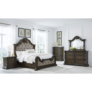 Ashley Furniture Ashley SM Maylee Polyester Fabric Upholstered Bedroom Set, Dark Brown