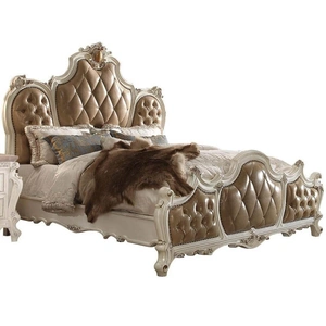 ACME Picardy Fabric Tufted Panel Bed, Antique Pearl/Beige
