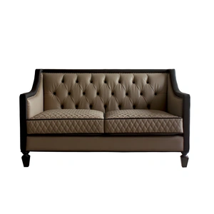 ACME House Beatrice Leather-Aire Tufted Loveseat in Beige
