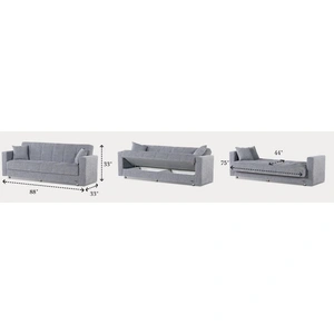 Empire Furniture, USA Niagara Fabric Storage Sofabed, Grey
