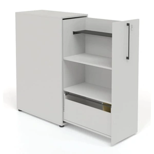 NARBUTAS Boxi Office Lockable Storage Tower w/2 Shelves, 1 Metal Shelf & File Drawer