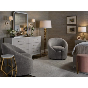 Universal Furniture Brentwood Wood Double Dresser w/6 Drawers, Alabaster/White Lacquer
