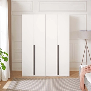 Manhattan Comfort Lee Freestanding 2-Piece Wardrobe Closet 2.0 w/1 Hanging Rod, 1 Shelf & 2 Drawers 