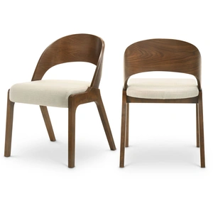 Meridian Furniture Woodson Linen Dining Chair with Walnut Veneer Base (Set of 2)
