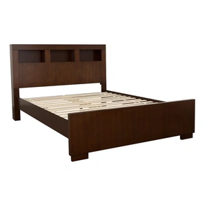 Coaster Jessica Wood Bed w/Storage Headboard, Cappuccino