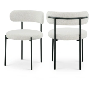 Meridian Furniture Beacon Boucle Fabric Dining Chair with Metal Frame (Set of 2)