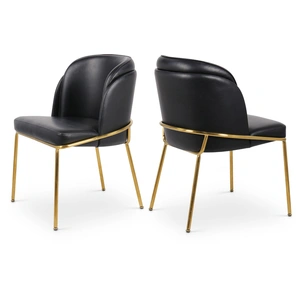Meridian Furniture Jagger Faux Leather Dining Chair with Iron Legs in Black (Set of 2)