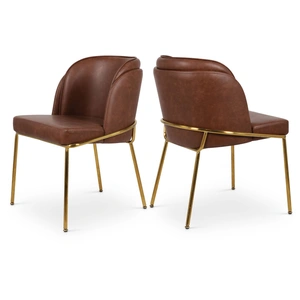 Meridian Furniture Jagger Faux Leather Dining Chair with Iron Legs in Black (Set of 2)