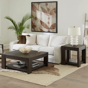 Liberty Furniture Lennox Hill Oversized Square Coffee Table | Bark Finish, Bark