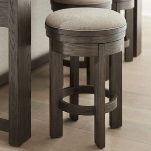 Liberty Furniture Lennox Hill Linen/Wood Swivel Console Stool, Bark