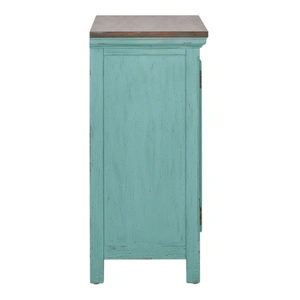 Liberty Furniture Kensington Wood Accent Cabinet w/2 Doors, Turquoise & Worn Wood Tone