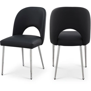 Meridian Furniture Logan Faux Leather Dining Chair with Chrome Ball Leg Design (Set of 2)