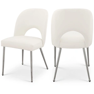Meridian Furniture Logan Faux Leather Dining Chair with Chrome Ball Leg Design (Set of 2)