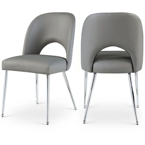 Meridian Furniture Logan Faux Leather Dining Chair with Chrome Ball Leg Design (Set of 2)