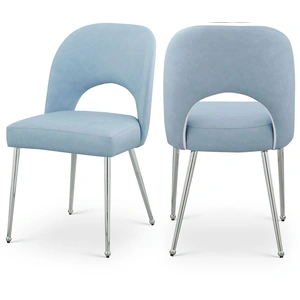 Meridian Furniture Logan Faux Leather Dining Chair with Chrome Ball Leg Design (Set of 2)