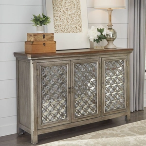 Liberty Furniture 3-Door Mirrored Accent Cabinet | Westridge Storage Sideboard