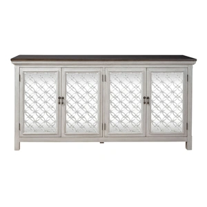 Liberty Furniture 4-Door Mirrored Accent Cabinet | 72-Inch Storage Sideboard