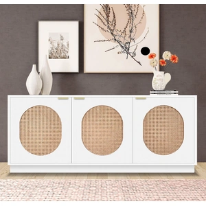 Meridian Furniture Cane 3-Door Wood Veneer Sideboard