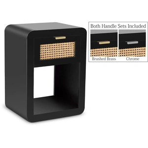 Meridian Furniture Langham 18-inch 1-Drawer Wood Veneer & Natural Cane Nightstand, Black