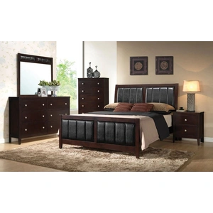 Coaster Carlton Leatherette/Wood Panel Bedroom Set, Cappuccino/Black