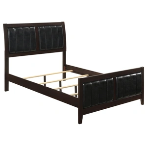Coaster Carlton Leatherette/Wood Panel Bed, Cappuccino/Black