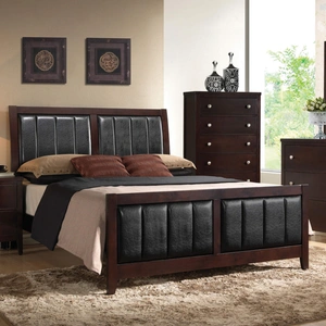 Coaster Carlton Leatherette/Wood Panel Bedroom Set, Cappuccino/Black
