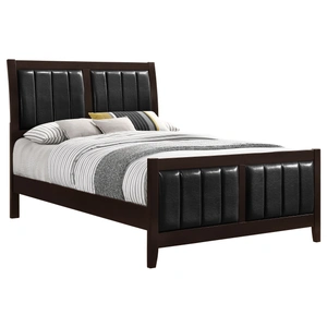 Coaster Carlton Leatherette/Wood Panel Bedroom Set, Cappuccino/Black