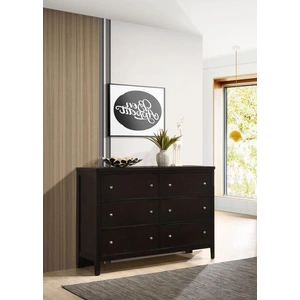 Coaster Carlton Wood Double Dresser w/6 Drawers in Cappuccino
