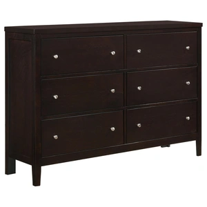 Coaster Carlton Wood Double Dresser w/6 Drawers in Cappuccino