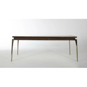 Bellona USA Montego Marble/Metal Dining Table, Montego Walnut/Carlino Marble