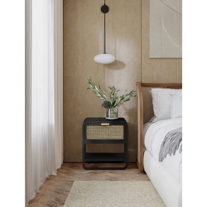 Meridian Furniture Sage 1-Drawer Wood Nightstand with Natural Cane Drawer Front
