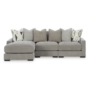 Ashley Furniture Aslan Court Fabric Left 3-Piece Sofa Sectional w/Chaise, Pebble
