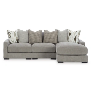 Ashley Furniture Aslan Court Fabric Right 3-Piece Sofa Sectional w/Chaise, Pebble