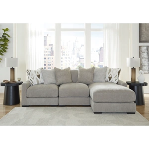 Ashley Furniture Aslan Court Fabric Right 3-Piece Sofa Sectional w/Chaise, Pebble
