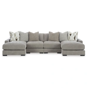 Ashley Furniture Aslan Court Fabric 4-Piece Sofa Pit Sectional, Pebble