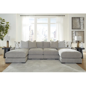 Ashley Furniture Aslan Court Fabric 4-Piece Sofa Pit Sectional, Pebble