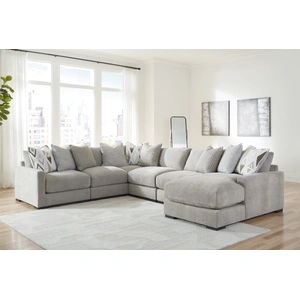 Ashley Furniture Aslan Court Fabric Right 6-Piece Sectional w/Chaise, Pebble