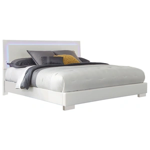 Coaster Felicity Panel Bed w/LED Lighting, Glossy White