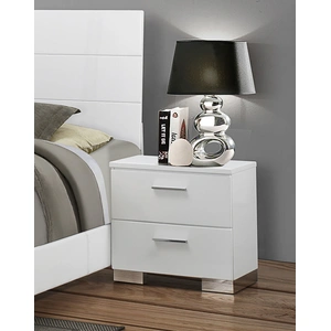 Coaster Felicity Wood Nightstand w/2 Drawers, White High Gloss