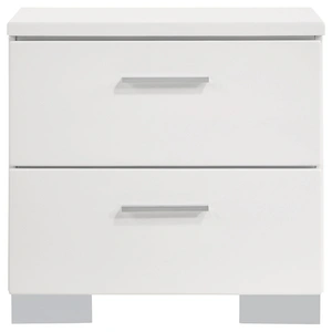 Coaster Felicity Wood Nightstand w/2 Drawers, White High Gloss