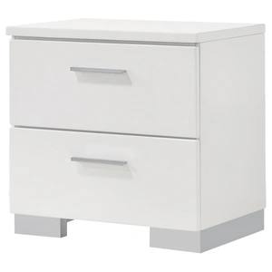 Coaster Felicity Wood Nightstand w/2 Drawers, White High Gloss