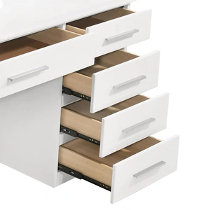 Coaster Felicity Vanity Desk w/9 Drawers & Lighted Mirror , White High Gloss