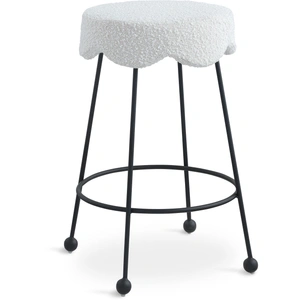Meridian Furniture Fleur Boucle Fabric Counter Stool with Matte Black Metal Legs