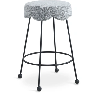 Meridian Furniture Fleur Boucle Fabric Counter Stool with Matte Black Metal Legs