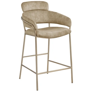 Meridian Furniture Yara Velvet Counter Stool with Brushed Brass Metal Frame