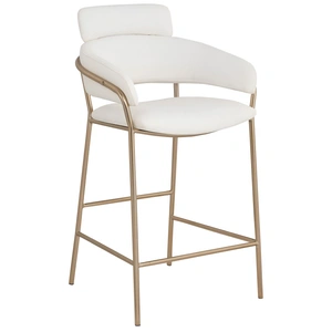 Meridian Furniture Yara Velvet Counter Stool with Brushed Brass Metal Frame