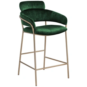 Meridian Furniture Yara Velvet Counter Stool with Brushed Brass Metal Frame