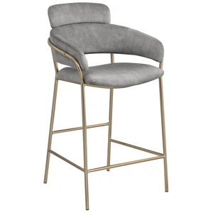 Meridian Furniture Yara Velvet Counter Stool with Brushed Brass Metal Frame