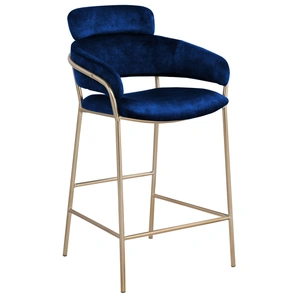 Meridian Furniture Yara Velvet Counter Stool with Brushed Brass Metal Frame
