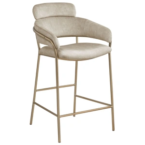 Meridian Furniture Yara Velvet Counter Stool with Brushed Brass Metal Frame